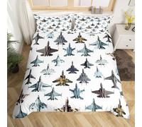 Homewish Fighter Aircraft King Duvet Cover for Kids Boys, Camouflage Military Jet Print Bedding Set for Youth Men, Army Fighter Jet Duvet Cover Set, Modern Flying Airplane Bed Sets