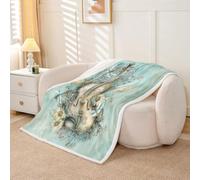 Homewish Floral Violin Fleece Blanket 76x102cm for Sofa | Butterfly Wings Warm Plush Sherpa Blanket vintage Sheet Music Fuzzy Throw Lightweight for Bedroom