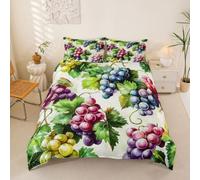 Homewish Fresh Grape Vines Super King Duvet Cover with 2 Pillowcases