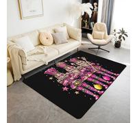 Homewish Funny Nutcracker 150x200 cm Area Rug - Christmas Soldier Living Room Rug Cartoon Royal Guarder Rugs for Bedroom, Gold Stars Crown Carpet Indoor Floor Mat