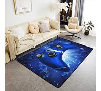 Homewish Gamer Area Rug for Boys Teens,Gaming Rug 100x150cm,Video Game Carpet for Kids Gamepad Joystick Control Non Slip Decorative Rug for Bedroom,Dark Blue