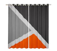 Homewish Geometric Triangle Curtains & Drapes Orange Dark Grey Light Grey Blackout Curtains 46"X72" For Boys Bedroom Aesthetic Window Curtains Luxury Modern Simple Art Window Treatments 2 Panels