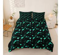 Homewish Geometric Turquoise Black Cot Bedding black neon Duvet Cover Set light honeycomb triangle Quilt Cover geometric abstract Bed Sets