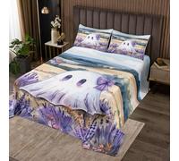 Homewish Ghost Bedspread King Bow Quilt Set Purple Halloween Bowknot Dreamy Spooky Kawaii Cute Coverlet Set,White Kids Girls Women Warm Soft Bedclothes Bedding Quilted