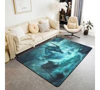 Homewish Giant Water Dragon Area Rugs for Living Room 100x150cm | Wrecked Ghost Ships Floor Carpet Dark Ocean Large Rugs Non Shedding for Bedroom Kitchen