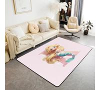 Homewish Girls Area Rug 100x150cm Pink Personalized Initial K Carpet, For Kids Girls Coquette Monogram Living Room Rugs For Boys Kids Girls Fairy Dreamy Princess Indoor Floor Mat