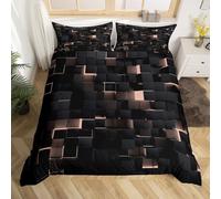 Homewish Girls Light Pink Black Single Duvet Cover,Abstract Geometric Kids Comforter Cover Neon Plaid Checkered Bedding Set For Teen Adults Women Stereoscopic Square Grids Bed Set