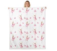 Homewish Girls Pink Ballerina Fuzzy Plush Throw Coquette Ballet Princess Fleece Blanket Bedroom, Girly Aesthetic Trendy Butterfly Sherpa Blanket, Pink Castle Decor for Bed Couch Twin 60"x80"