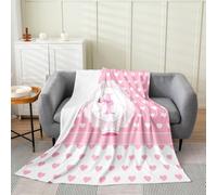Homewish Girly Love Heart Pink Flannel Blanket 30"x40" for Sofa | Personalized Initial Letter I Fleece Blankets for Bed Couch Dreamy Girly Style Fuzzy Throw Lightweight Cozy
