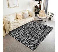 Homewish Gothic Fox White Damask Area Rugs 150x200cm for Bedroom Living Room - for Little Boys | Goth Vintage Floral Modern Floor Carpet Victorian Large Rugs Non Shedding Carpet
