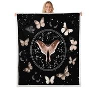 Homewish Gothic Moth Fleece Blanket 40"x50" Galaxy Butterflies Sherpa Blanket Mysterious Black Wildlife Fuzzy Plush Throw - Halloween Bedclothes Room Decor Decor for Bed Couch
