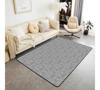 Homewish Gothic Moth Silver Grey Damask Area Rugs 100x150cm for Bedroom Living Room - for Child Boys | Goth Vintage Floral Modern Floor Carpet Victorian Large Rugs Non Shedding Carpet