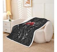 Homewish Gothic Skeleton Fleece Blanket Throw 127x152cm Black Spider Web Bow Warm Plush Sherpa Blanket Red Bohemian Rose Damask Fuzzy Plush Throw Boho Roses Skull Goth Bowknot for Bed Sofa Couch