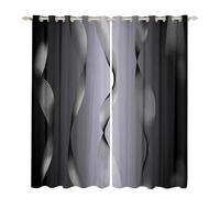 Homewish Gradient Black and Greyish White Blackout Curtains Ombre 2 Panels 46" Wx54 L Curtains & Drapes,Trippy Spiral Silver Wave Line Curtains,Abstract Art Room Decor Aesthetic