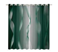 Homewish Gradient Green and Greyish White Blackout Curtains Ombre 2 Panels 66" Wx90 L Curtains & Drapes,Trippy Spiral Silver Wave Line Curtains,Abstract Art Room Decor Aesthetic
