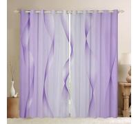 Homewish Gradient Lilac and Greyish White Blackout Curtains Ombre 2 Panels 66" Wx90 L Curtains & Drapes,Trippy Spiral Silver Wave Line Curtains,Abstract Art Room Decor Aesthetic