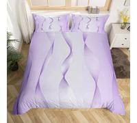 Homewish Gradient Lilac and Greyish White Duvet Cover Ombre Super King Bedding Sets for Boys,Trippy Spiral Silver Wave Line Comforter Cover,Abstract Art Room Decor Aesthetic