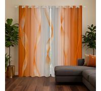 Homewish Gradient Orange and Greyish White Blackout Curtains Ombre 2 Panels 66" Wx90 L Curtains & Drapes,Trippy Spiral Silver Wave Line Curtains,Abstract Art Room Decor Aesthetic