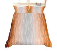 Homewish Gradient Orange And Greyish White Comforter Cover King Abstract Burnt Orange Ombre Duvet Cover Geometric Silver Striped Bedding Set Aesthetics Gradient Quilt Cover Bedroom Decor Zipper