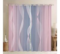 Homewish Gradient Pink and Grey Blackout Curtains Ombre 2 Panels 46" Wx72 L Curtains & Drapes,Trippy Spiral Silver Wave Line Curtains,Abstract Art Room Decor Aesthetic