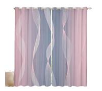 Homewish Gradient Pink and Grey Blackout Curtains Ombre 2 Panels 66" Wx72 L Curtains & Drapes,Trippy Spiral Silver Wave Line Curtains,Abstract Art Room Decor Aesthetic
