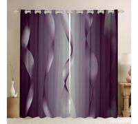 Homewish Gradient Purple and Greyish White Blackout Curtains Ombre 2 Panels 66" Wx72 L Curtains & Drapes,Trippy Spiral Silver Wave Line Curtains,Abstract Art Room Decor Aesthetic