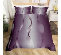 Homewish Gradient Purple and Greyish White Duvet Cover Ombre Double Bedding Sets for Boys,Trippy Spiral Silver Wave Line Comforter Cover,Abstract Art Room Decor Aesthetic