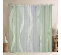 Homewish Gradient Sage and Grey Blackout Curtains Ombre 2 Panels 66" Wx72 L Curtains & Drapes,Trippy Spiral Silver Wave Line Curtains,Abstract Art Room Decor Aesthetic