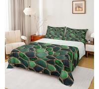 Homewish Green Pebble Stone Print Single Bed Sheet Set 3 Piece