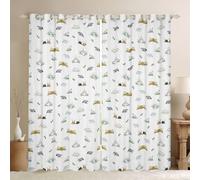 Homewish Green Tent Window Curtains 46 x 54 Inch 2 Panel Sets - Rustic Botanical Cabin Bear Blackout Curtains Vintage Farmhouse Style Window Treatments Drapes Room Decor Aesthetic for Bedroom