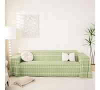 Homewish Green White Couch Covers for Sofa Western Waterproof Furniture Protector for Pets, Boho Geometric Aztec Sofa Slipcovers Country Southwestern Indoor Cat Couch Protector 231x340