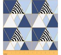 Homewish Grey Blue Zebra Triangle Fabric by The Yard
