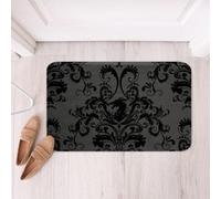 Homewish Grey Damask Bathroom Rug Non Slip Pterosaur Dragon Gothic Bath Mat for Bathroom Vintage Boho Floral Door Mat for Bedroom - Antique Victorian Entrance Rug 16"x24"Room Decor Aesthetic