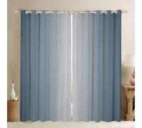 Homewish Greyish White and Stone Blue Curtains for Bedroom,Rainbow Ombre Blackout Curtains Aesthetic Living Room Decor,Gradient Colorful Curtains & Drapes Abstract Window Curtain 2 Panels 46x72