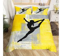 Homewish Gymnastics Comforter Cover for Girls Gymnast Dancer Bed Set, Ombre Tie Dye Duvet Cover Single Abstract Grunge Bedding Sets, Fluid Ink Patchwork Bedspread Cover with 1 Pillowcase