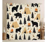 Homewish happy camping Window Curtains 66 x 90 Inch 2 Panel Sets - camping tools print Blackout Curtains camper accessories Window Treatments Drapes rv camper campfire for Bedroom