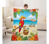 Homewish Hawaiian Tropical Bird Flannel Blanket 50"x60" for Couch Bed