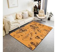 Homewish Hockey Area Rug 100x150 cm for Boys, Orange Sports Theme Bedroom Rugs for Kids Teen, Ice Hockey Puck Rink Washable Rug | Ball Game Gaming Carpet Indoor Floor Mat