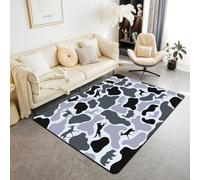 Homewish Hound Turkey Area Rug 100x150 cm Camo Living Room Rugs Wolf Deer Bear Pattern Retro Decorative Carpet Grey Camouflage Army Woods Indoor Floor Mat