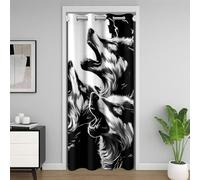 Homewish Howling Wolf Door Curtain For Doorway Privacy 52" W X 80" L,3D Animal Print Blackout Curtain for Boys,Safari Wild Wolf Door Drape,Rustic Wildlife Door Window Curtain Darkening