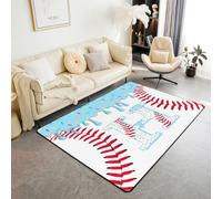 Homewish Ice Cream Drip Baseball Area Rugs 150x200cm for Bedroom Living Room - Baseball Boys Alphabet H Modern Floor Carpet Sports Gaming Large Rugs Sweet Cream Candy Dessert Non Shedding Carpet