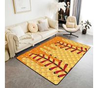 Homewish Ice Cream Large Rugs for Living Room 150x200cm | Baseball Floor Carpet Vibrant Orange Game Sports Area Rugs Non Shedding for Hall Lounge Office