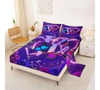 Homewish Initial Letter V Bedding Set Double Purple Blue Rose Butterfly Bed Sheets Romantic Flower Butterflies Sheet Set - Personalized Monogrammed Fitted Top Sheets 4 Piece