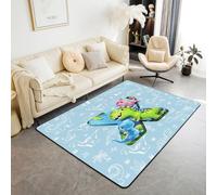 Homewish Initial Letter X Area Rug 100x150 cm 3D Dinosaur Living Room Rug Non Slip Dino Jungle Animals Carpet For Bedroom Kitchen Dinosaur Monogram Indoor Floor Mat Non Slip