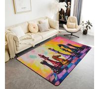 Homewish International Chess Large Rugs for Bedroom 150x200cm | Chess Board Game Living Room Rug Plaid Checkered Grid Non Shedding Carpet for Hall Lounge Office