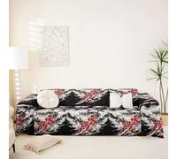 Homewish Japanese Katana Sofa Cover, Japanese Style Pet Friendly Couch Cushion Protector, Black And White Mount Fuji Sofa Slipcover Red Cherry Blossoms Furniture Protector For Pets, Kids, 180x340