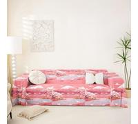 Homewish Japanese Sofa Cover, Pink Japanese Cherry Blossom Indoor Cat Scratch Proof Protector Decor, Sunset Fuji Mountain Cushion Cover,White Crane Couch Blanket Cat Proof Sofa Slipcovers 231x381