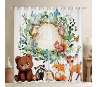 Homewish Jungle Animal Blackout Curtains Cartoon Zoo Animals Window Curtains 2 Panels,52 x 63 Inch,Wild Nature Themed Window Treatments Drapes for Kids And Adults Safari Print Curtain