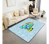 Homewish Jungle Animals Dino Area Rug 150x200 cm Cartoon Initial Letter P Living Room Rug Non Slip Cute Dinosaurs Carpet For Bedroom Kitchen 3D Dinosaur Indoor Floor Mat Non Slip