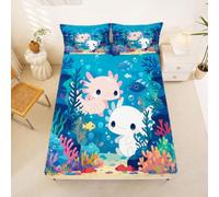 Homewish Kawaii Axolotl Double Fitted Sheet 40cm Deep Pocket